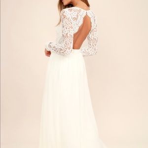 White Long Sleeve Lace Maxi Dress